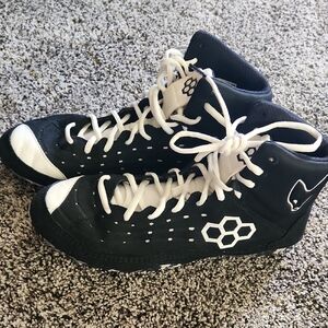 Mens Black and White Rudis Wrestling Shoes